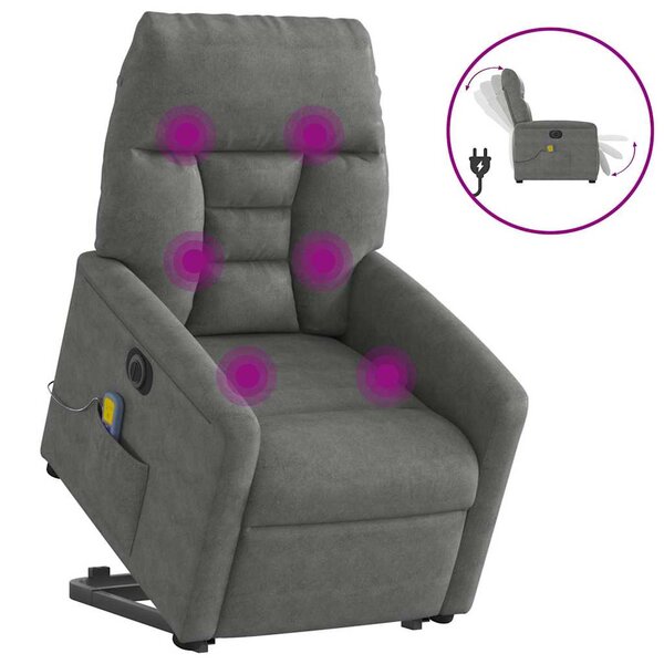 vidaXL Fauteuil inclinable de massage électrique gris foncé