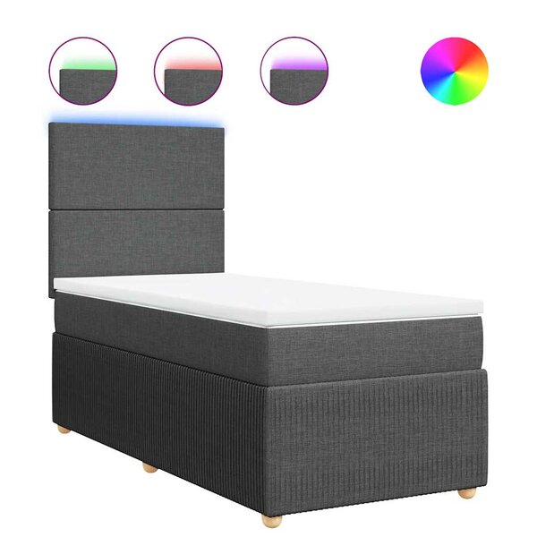 vidaXL Sommier à lattes de lit avec matelas Gris foncé 90x200 cm Tissu