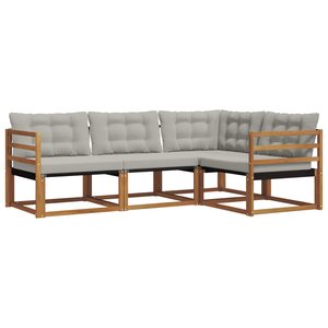 vidaXL Ensemble de canapés d'extérieur 4 pc Gris Naturel et Clair