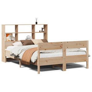 vidaXL Lit bibliothèque sans matelas 140x200 cm bois massif de pin