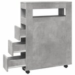 vidaXL Meuble étroit de salle de bain à roulettes gris béton