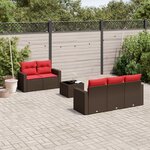 vidaXL Salon de jardin 6 Pièces avec coussins marron résine tressée