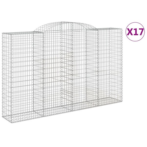 vidaXL Paniers à gabions arqués 17 Pièces 300x50x180/200 cm fer galvanisé
