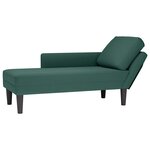 vidaXL Fauteuil long et coussin et accoudoir droit vert foncé velours