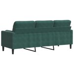 vidaXL Canapé 3 places avec oreillers vert foncé 180 cm velours