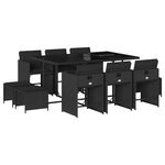 vidaXL Ensemble à manger de jardin 11 Pièces coussins noir résine tressée