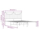 vidaXL Cadre de lit métal sans matelas avec tête de lit noir 150x200cm