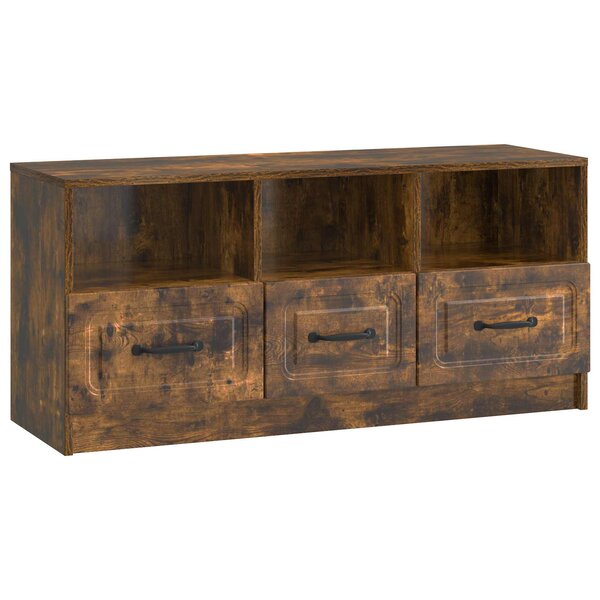 vidaXL Meuble TV Chêne fumé 102 x 34 5 x 47 cm Bois d'ingénierie