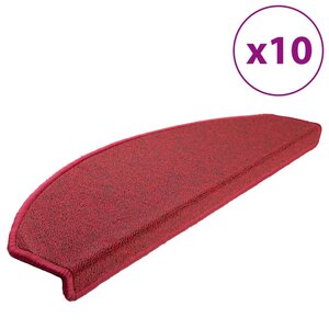 vidaXL Tapis d'escalier 10 pièces 65 x 24 x 4 cm Rouge Demi-rond Grand