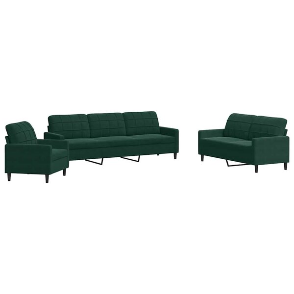 vidaXL Ensemble de canapés 4 Pièces avec coussins Vert foncé Velours