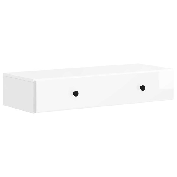 vidaXL Table d'appoint murale Blanc brillant 87 5 x 34 5 x 17 cm