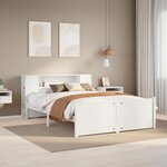 vidaXL Lit bibliothèque sans matelas blanc 150x200 cm bois pin massif