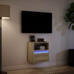 vidaXL Meuble TV mural avec lumières LED chêne sonoma 41x31x45 cm