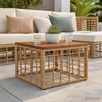 vidaXL Table de Jardin Naturel 55 x 55 x 37 cm Rattan PE et Verre