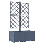 vidaXL Bac à fleurs avec Treillis 2 Pièces Gris 80 x 40 x 143 cm PP