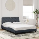 vidaXL Cadre de lit avec LED sans matelas gris foncé 140x200cm velours