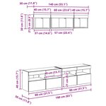 vidaXL Unités murales TV avec LED 5 Pièces Bois Ancien 80 x 30 x 40 cm