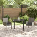 vidaXL Ensemble de jardin 3 pièces avec coussins gris en poly rotin