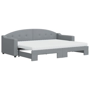 vidaXL Lit de jour avec gigogne et matelas gris clair 80x200 cm tissu