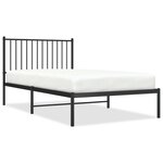 vidaXL Cadre de lit métal avec tête de lit noir 100x190 cm