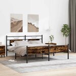 vidaXL Cadre de lit en métal sans matelas chêne fumé 180x200 cm