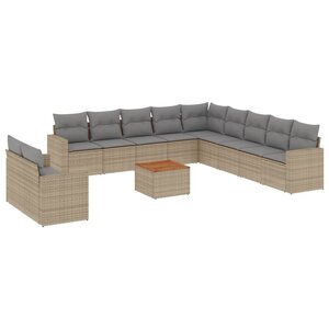 vidaXL Salon de jardin avec coussins 12 Pièces beige résine tressée