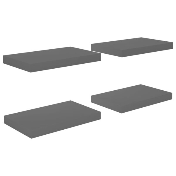 vidaXL Étagère murale flottante 4 Pièces Gris brillant 40x23x3 8 cm MDF