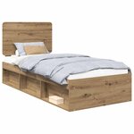 vidaXL Cadre de lit Chêne artisan 75 x 190 cm Bois de pin massif
