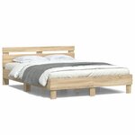 vidaXL Cadre de lit avec LED Sonoma 152 x 203 cm Bois d'ingénierie