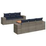 vidaXL Salon de jardin 7 Pièces avec coussins gris résine tressée