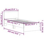 vidaXL Cadre de lit avec tête de lit chêne marron 90x200 cm