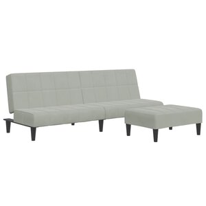 vidaXL Canapé-lit à 2 places avec repose-pied gris clair velours