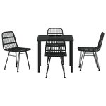 vidaXL Set de Salle à Manger de Jardin 5 Pièces Noir Poly Rattan
