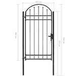 vidaXL Portail de jardin avec dessus arqué Acier 100x250 cm Noir