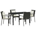 vidaXL Ensemble de repas de jardin 5 pièces avec coussins en rotin noir