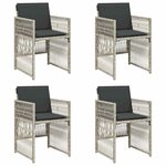 vidaXL Chaises de jardin avec coussins lot de 4 gris clair poly rotin