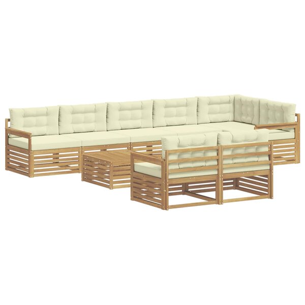 vidaXL Ensemble de canapés d'extérieur 9 pc Blanc et crème Polyester
