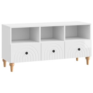 vidaXL Meuble TV 102 x 34 5 x 50 cm Blanc Brillant Bois d’ingénierie