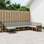vidaXL Ensemble de canapés d'extérieur 8 Pièces Naturel et gris clair
