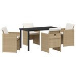 vidaXL Ensemble de repas de jardin 5 pièces avec coussins beige en poly rattan