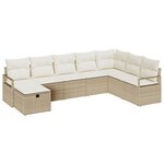 Ensemble de canapé de jardin 8 pièces avec coussins beige poly rattan