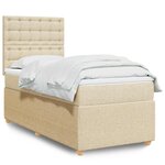 vidaXL Sommier à lattes de lit avec matelas Crème 100x200 cm Tissu