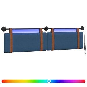 vidaXL Tête de lit suspendue Avec lumière LED Bleu PU antique