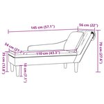 vidaXL Fauteuil long et coussin et accoudoir droit gris foncé velours