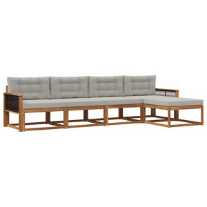 vidaXL Ensemble de canapés d'extérieur 5 pc Naturel et Gris clair