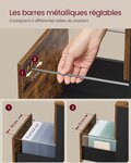 Caisson 2 tiroirs placard bureau sur roulettes 40 x 42 x 70 cm pour documents A4 dossiers suspendus style industriel marron 12_0004788