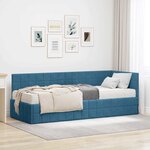 vidaXL Cadre de lit d'angle avec matelas 2 pc Bleu 80 x 200 cm Velours