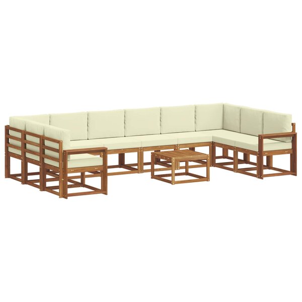 vidaXL Ensemble de canapés d'extérieur 11 pc Naturel et Crème