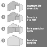 Tente garage carport dim. 6L x 3 6l x 2 75H m acier galvanisé robuste PE haute densité 195 g/m² imperméable anti-UV blanc gris