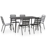 vidaXL Mobilier de salle à manger d'extérieur 7 Pièces Acier Gris foncé